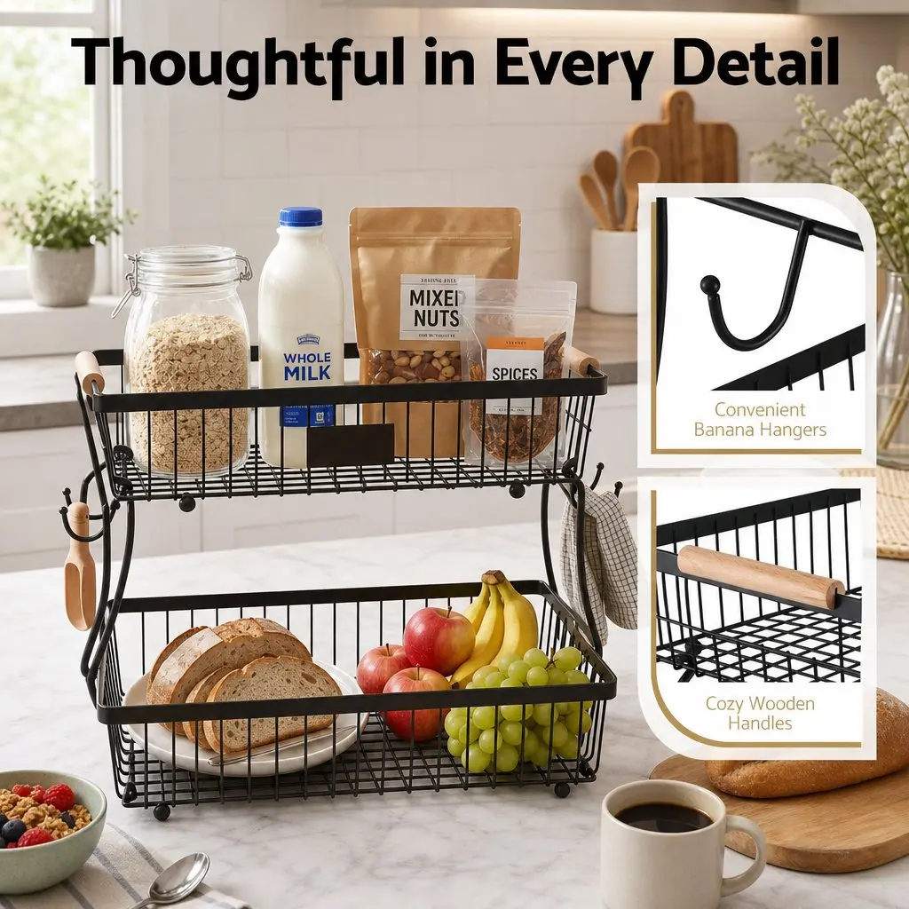 2-Tier Detachable Fruit Basket Stand