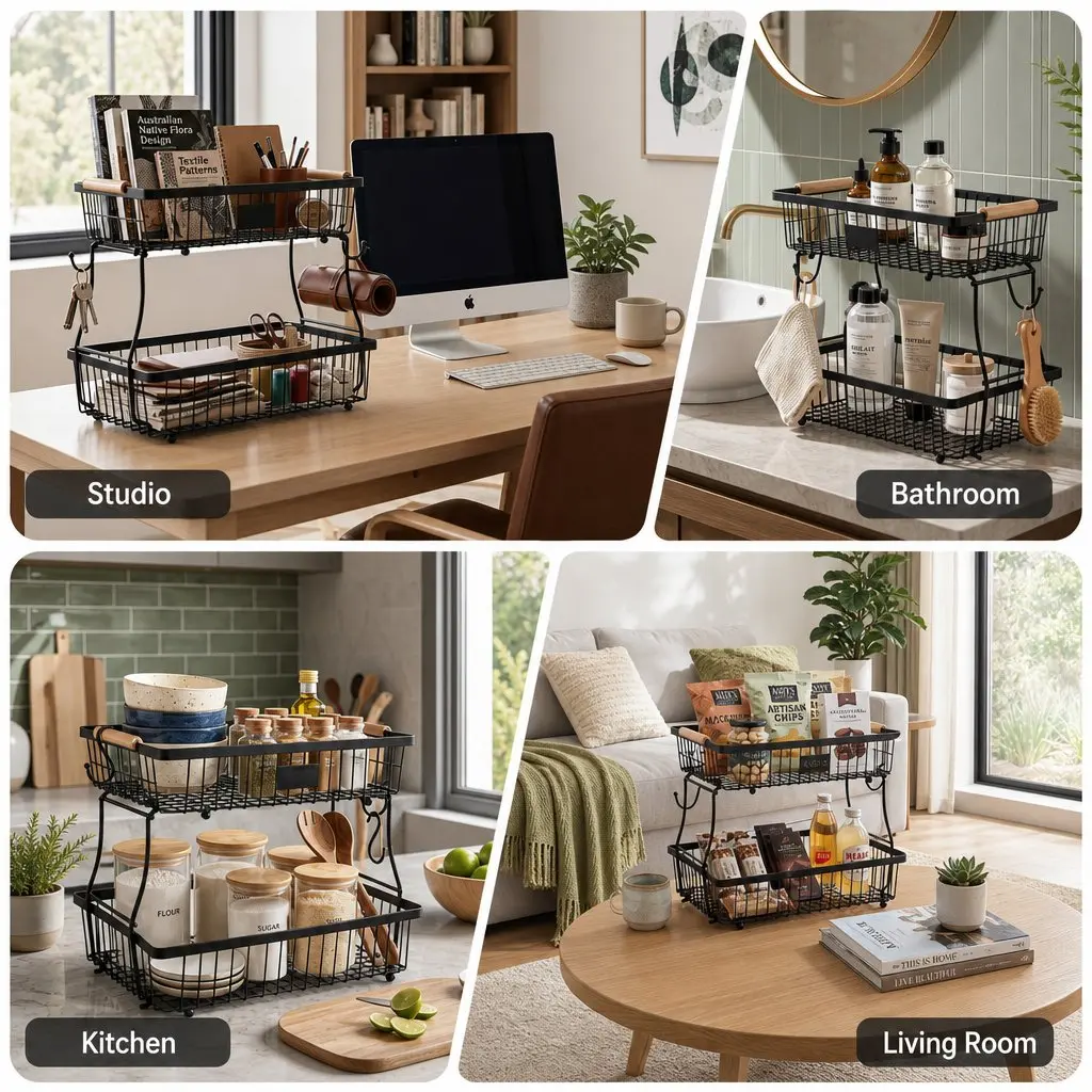 2-Tier Detachable Fruit Basket Stand