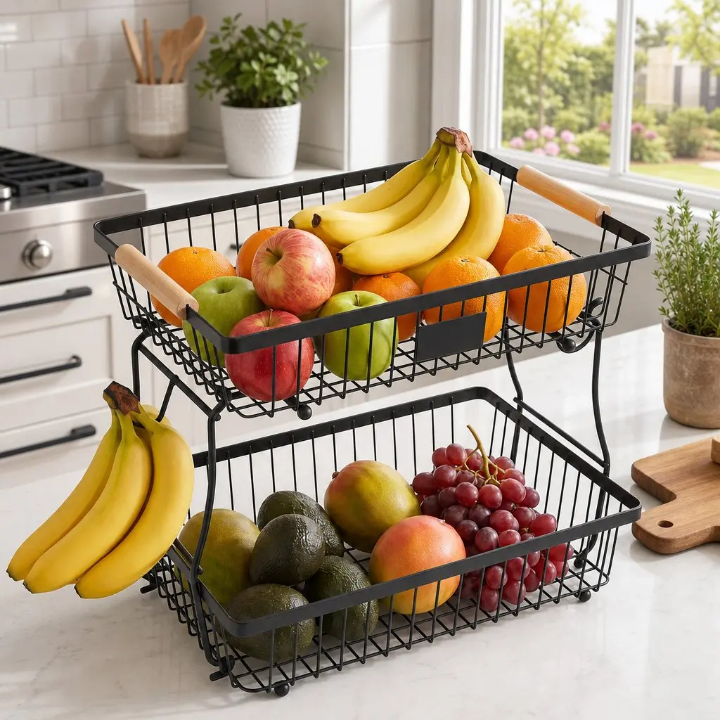 2-Tier Detachable Fruit Basket Stand