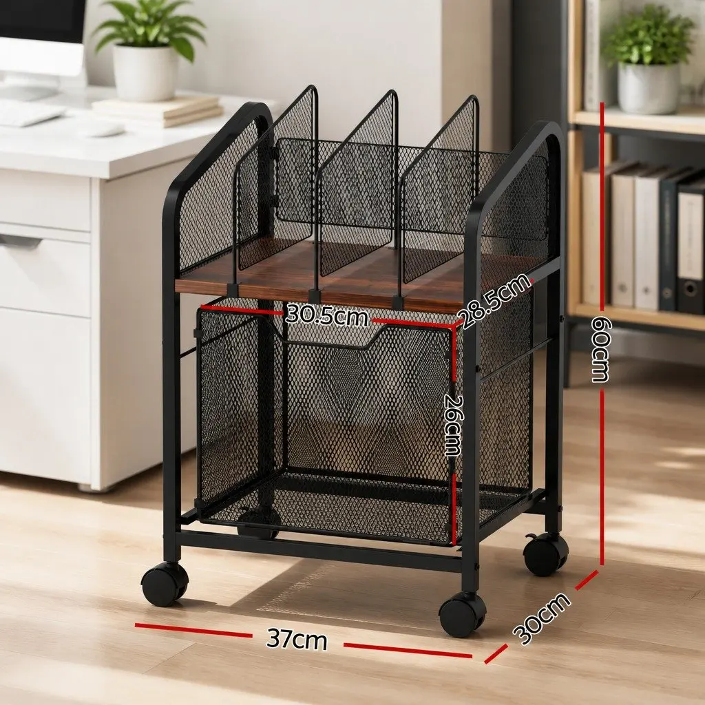 Mobile Filing Cabinet Storage Organiser for Office Compact Size Black