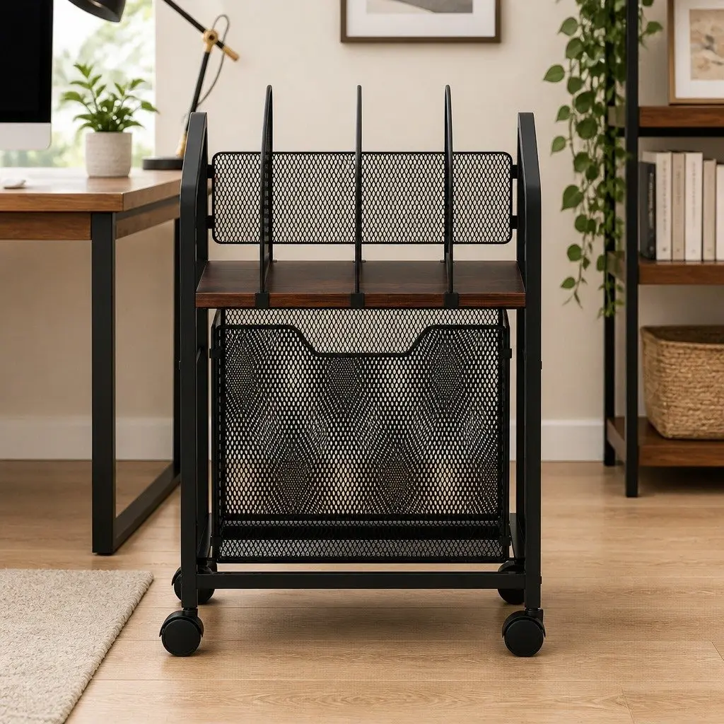 Mobile Filing Cabinet Storage Organiser for Office Compact Size Black
