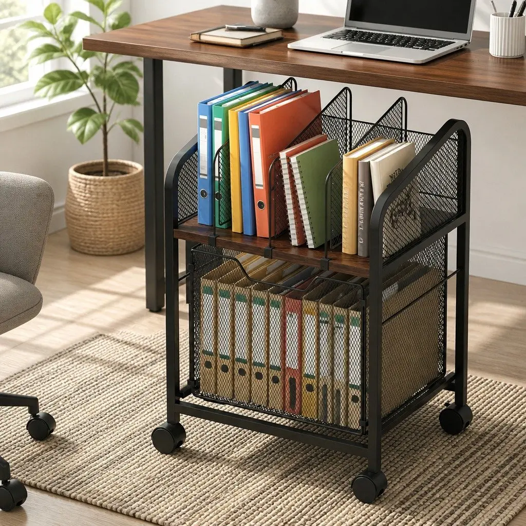 Mobile Filing Cabinet Storage Organiser for Office Compact Size Black