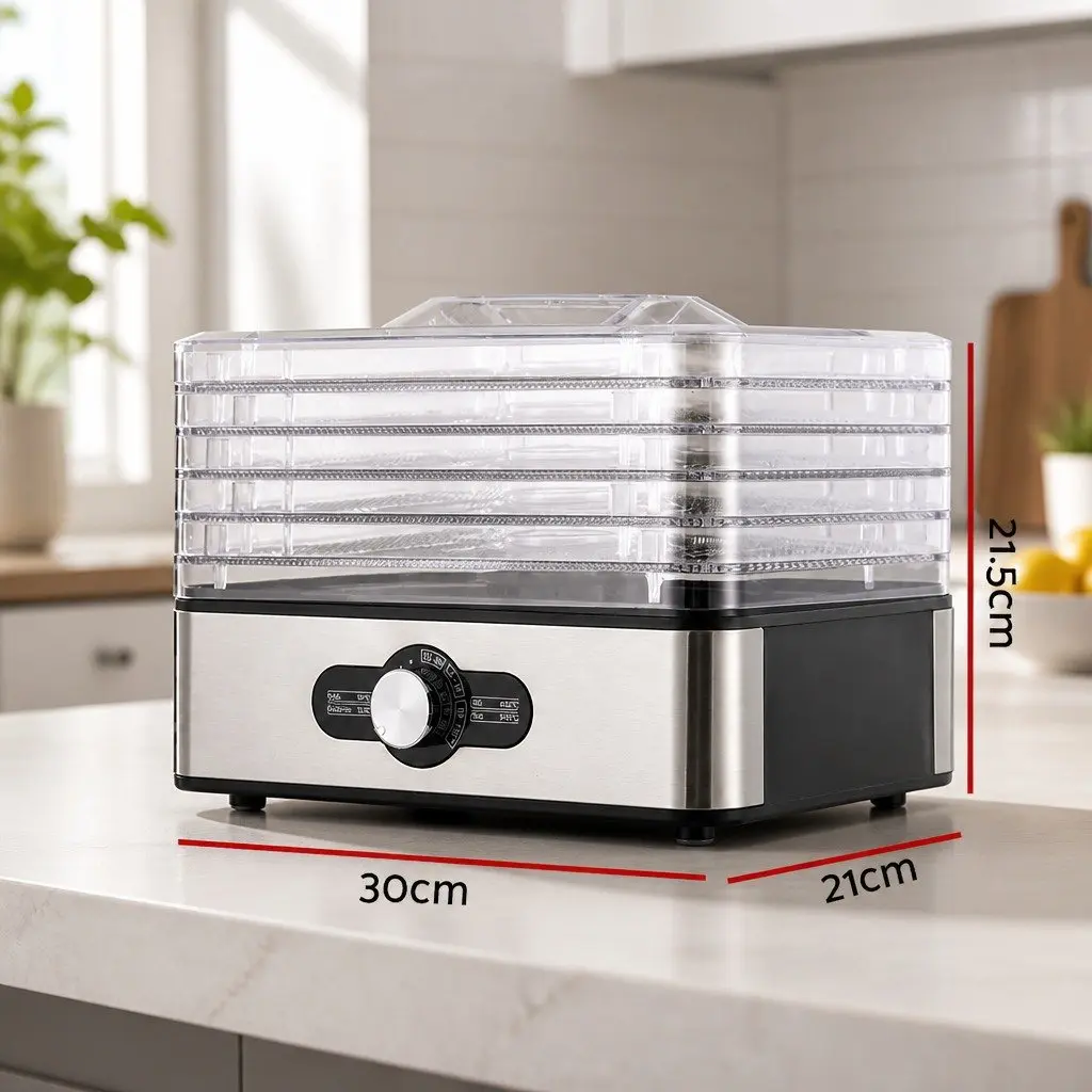 Food Dehydrator Kitchen 5 Stainless Steel Trays Adjustable Temperature
