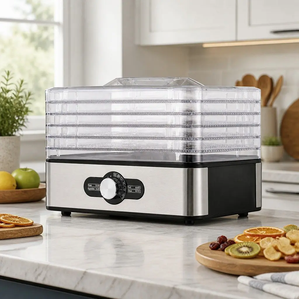 Food Dehydrator Kitchen 5 Stainless Steel Trays Adjustable Temperature