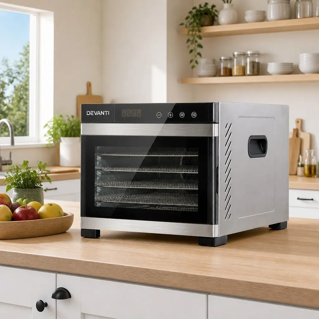 Food Dehydrator 6 Trays Stainless Steel LCD Touch Control Digital Temperature