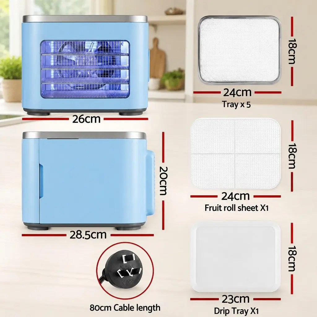 Food Dehydrator 5 Trays Mini Fruit Dryer Machine with LED Touch Control Panel