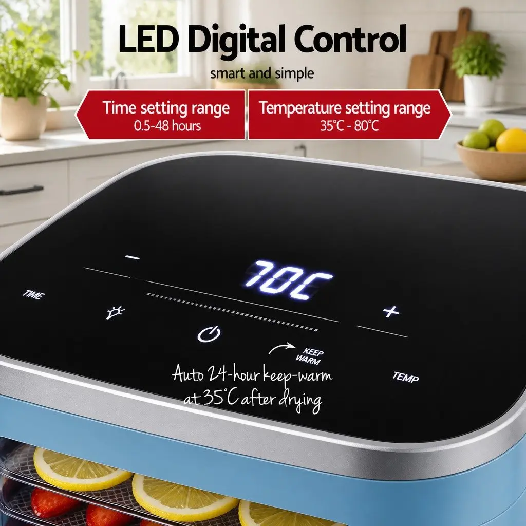 Food Dehydrator 5 Trays Mini Fruit Dryer Machine with LED Touch Control Panel