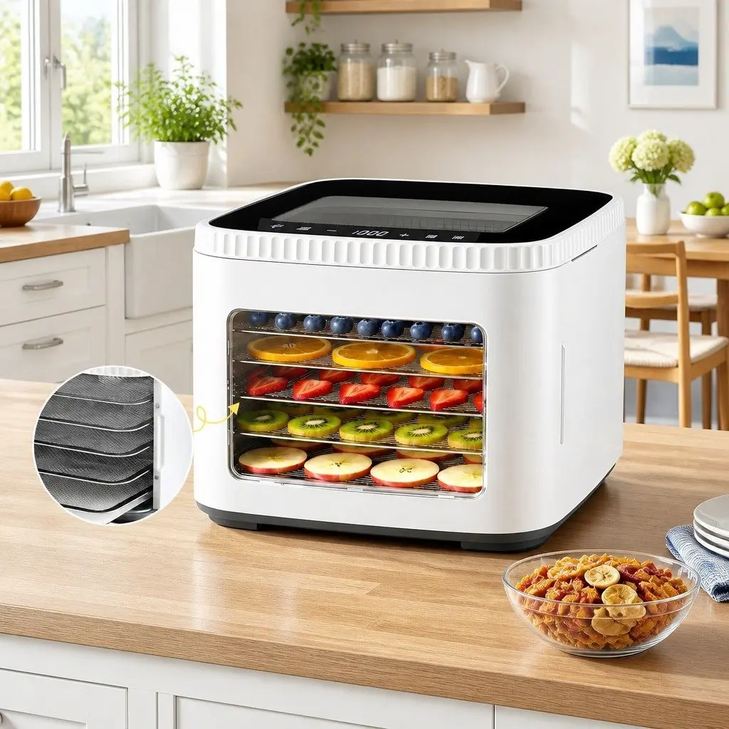 Food Dehydrator Machine Benchtop 5 Tray Compact White