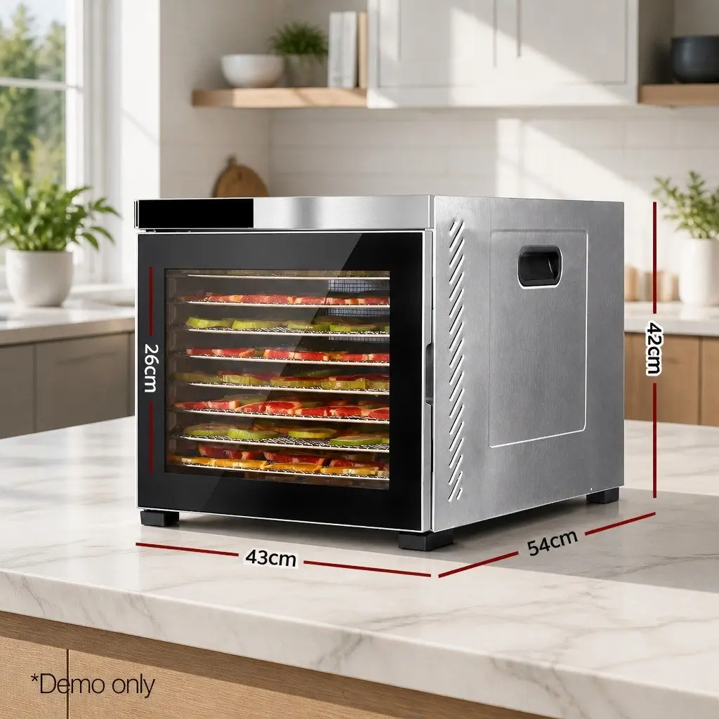 Food Dehydrator 10 Trays Stainless Steel Digital LCD Touch Control Healthy