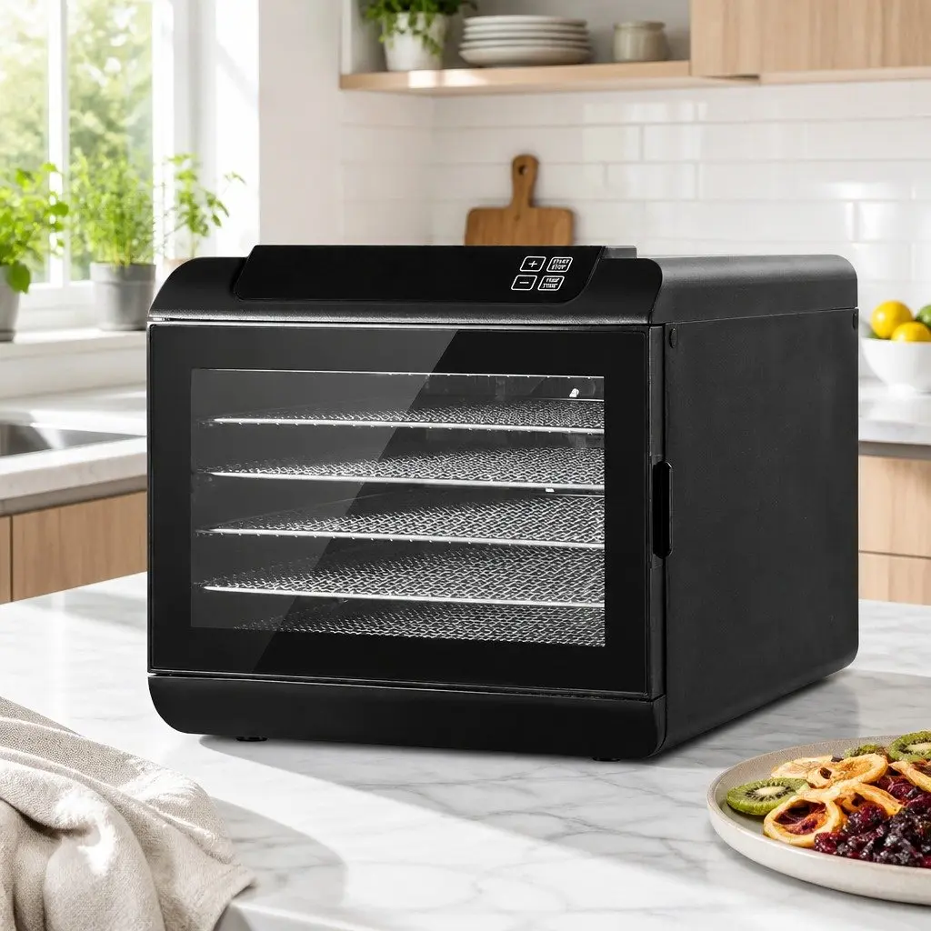 Food Dehydrator for Kitchen 6 Trays Black Stainless Steel