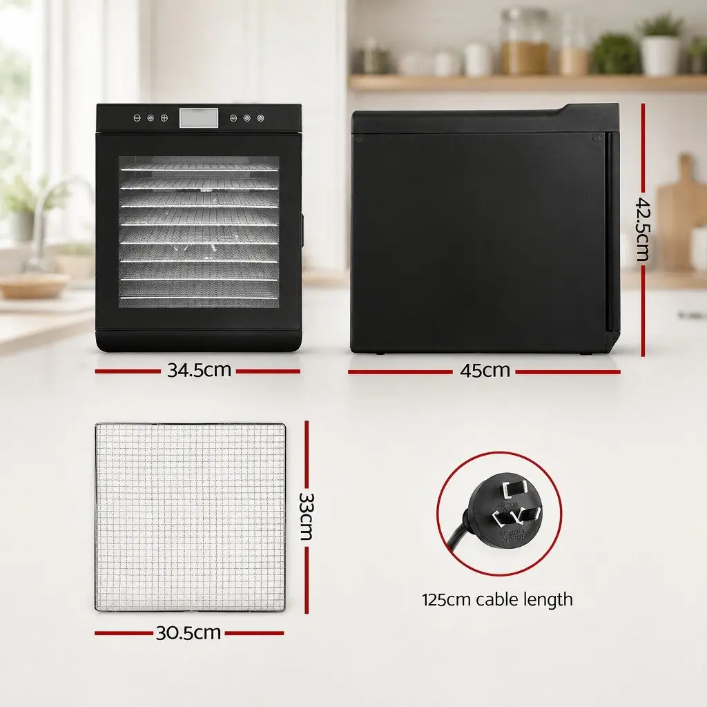 Food Dehydrator 10 Trays Stainless Steel Drying Machine Digital Temperature