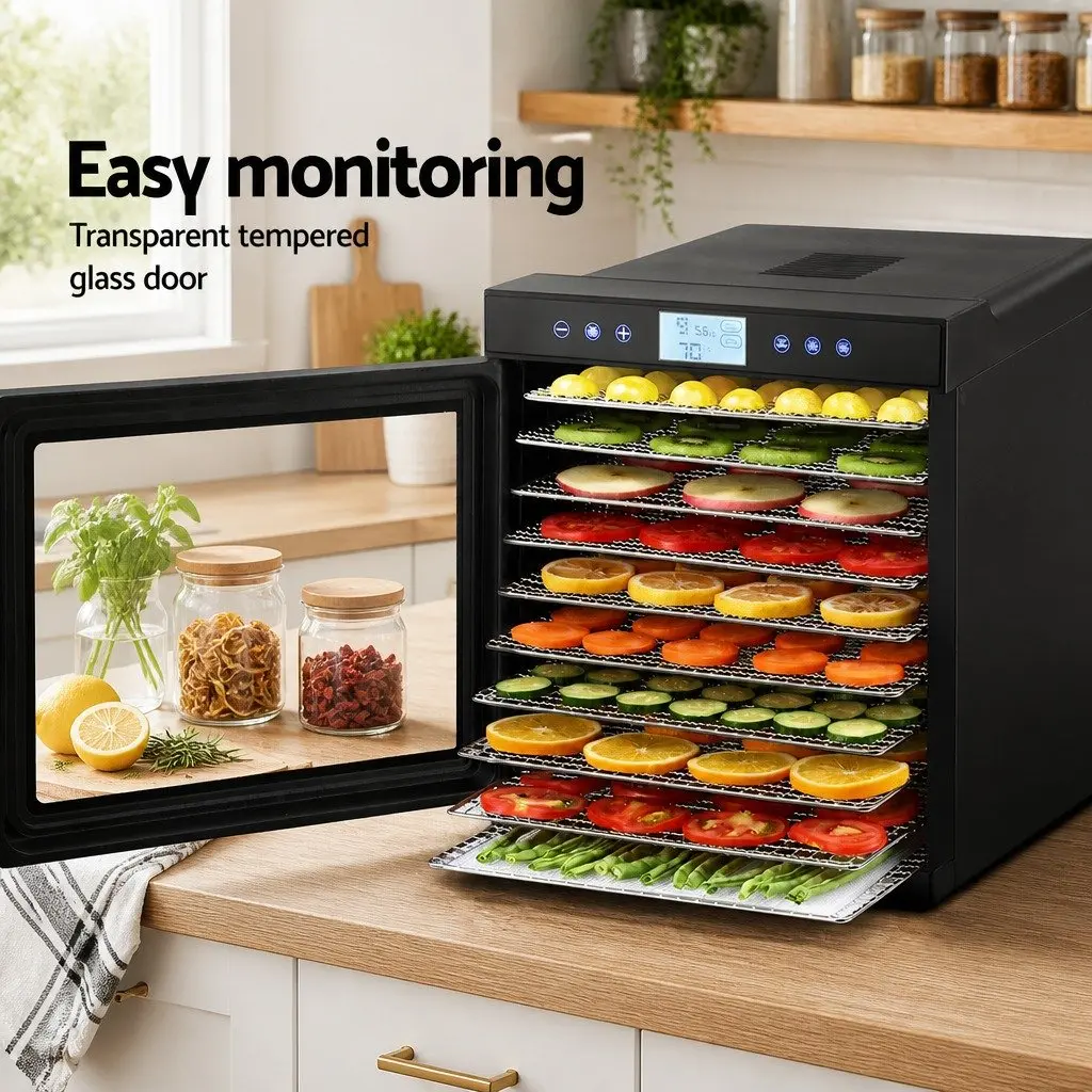 Food Dehydrator 10 Trays Stainless Steel Drying Machine Digital Temperature