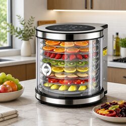 Food Dehydrator 8 Trays Stainless Steel Auto-Rotate 10 Programs LED Touch Panel