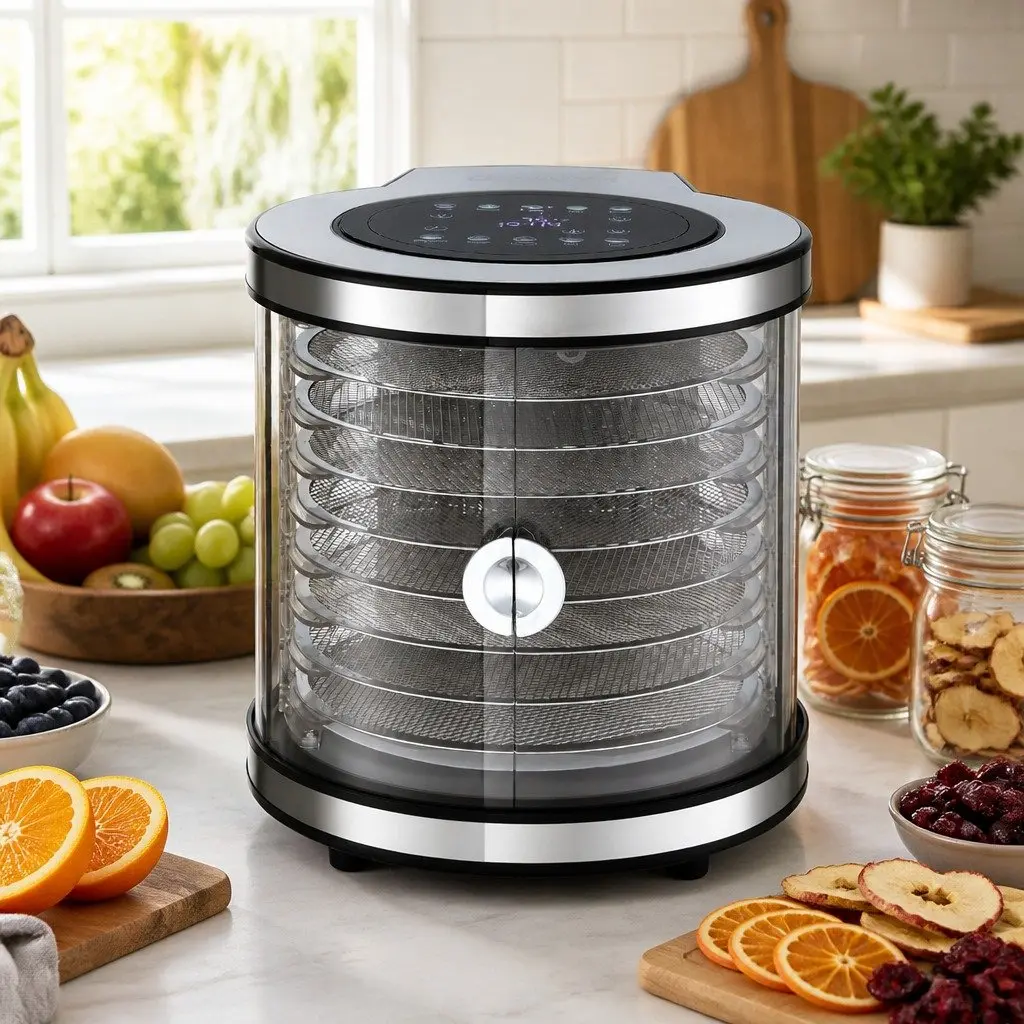 Food Dehydrator Kitchen 8 Trays Stainless Steel Auto-Rotate 360 Degree LED Touch Panel