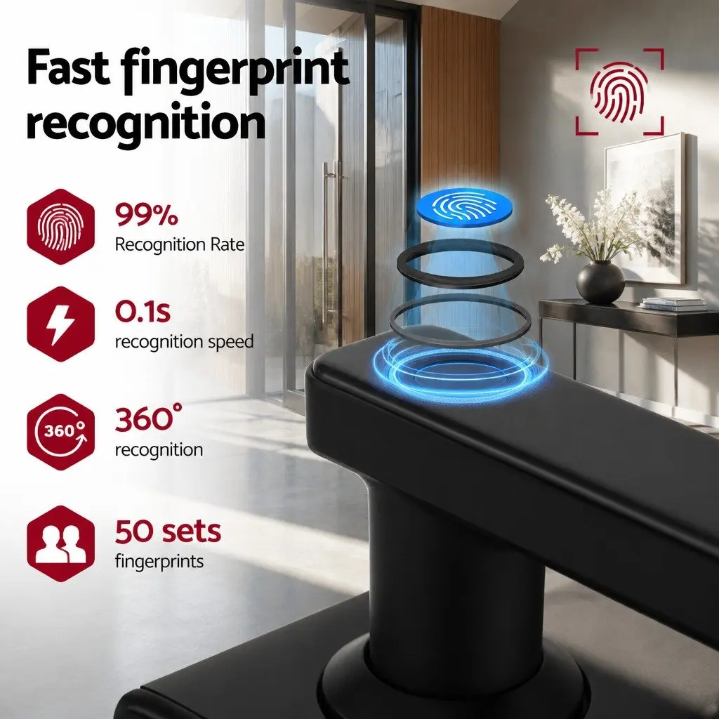 Fingerprint Door Lock Smart Home Electronic Security System Touchpad Black