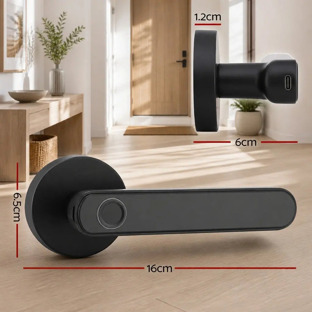 Fingerprint Door Lock Smart Electronic Handle Keyless Access Bluetooth App
