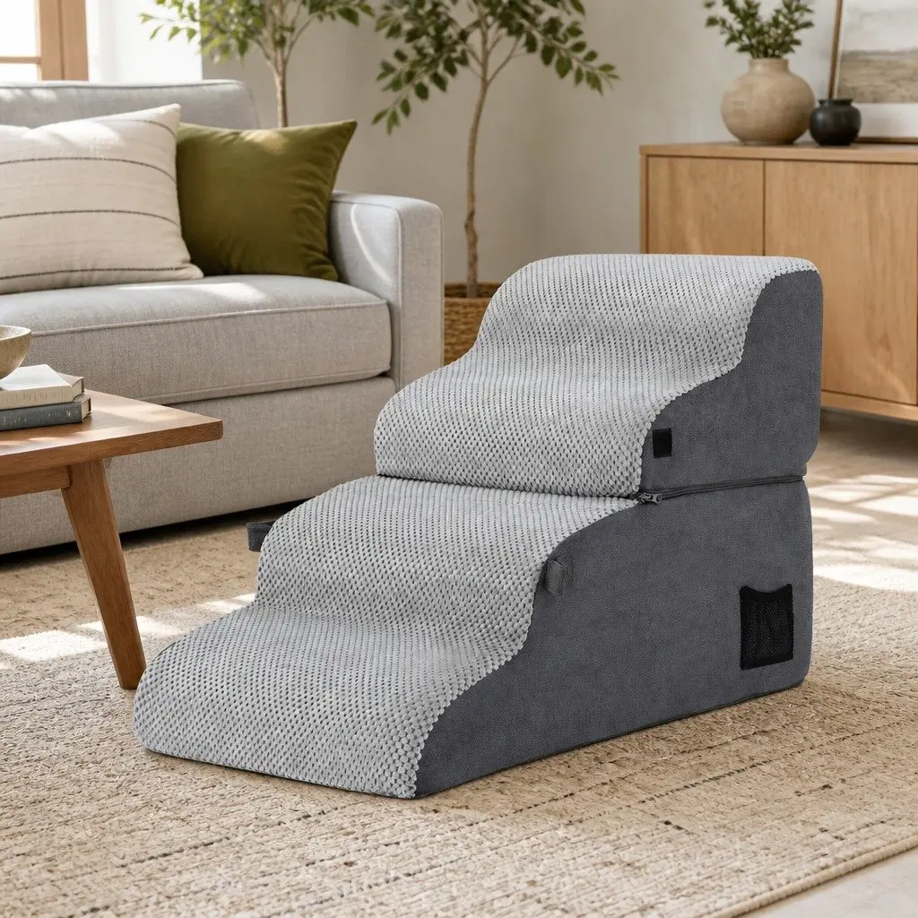 2-in-1 Dog Stairs and Bed in Grey