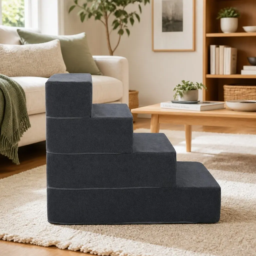 Dog Ramp Pet Stairs 4 Steps Foam Portable Sofa Bed Ladder Non-Slip