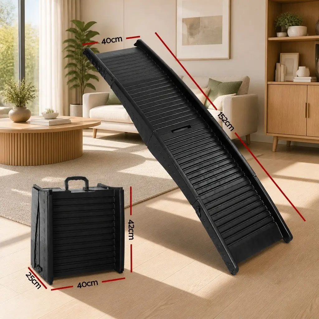 Pet Ramp Dog Stairs Car SUV Ladder Foldable Portable Travel Steps Black