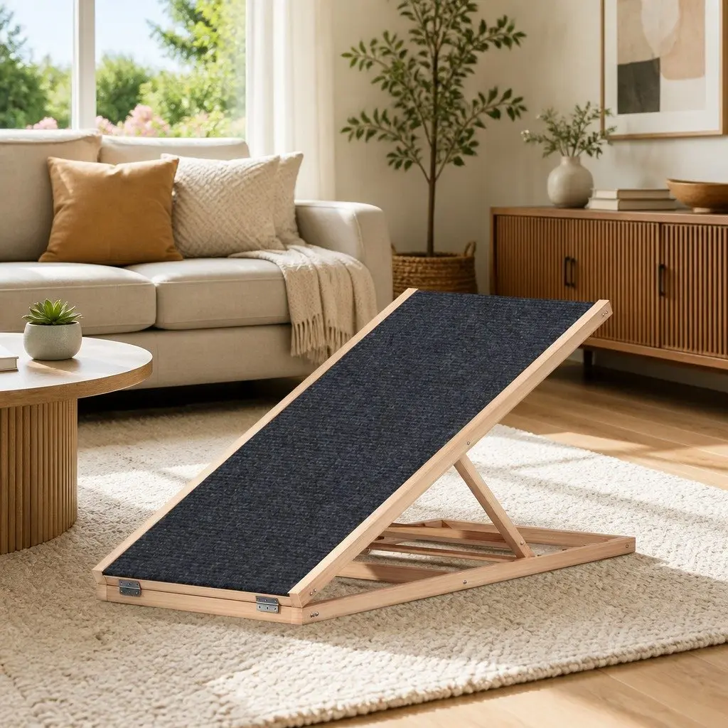 100cm Dog Ramp with Four Adjustable Heights and Anti-Slip Surface
