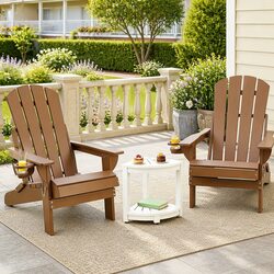 Adirondack Chair and Table Set with Detailed Dimensions