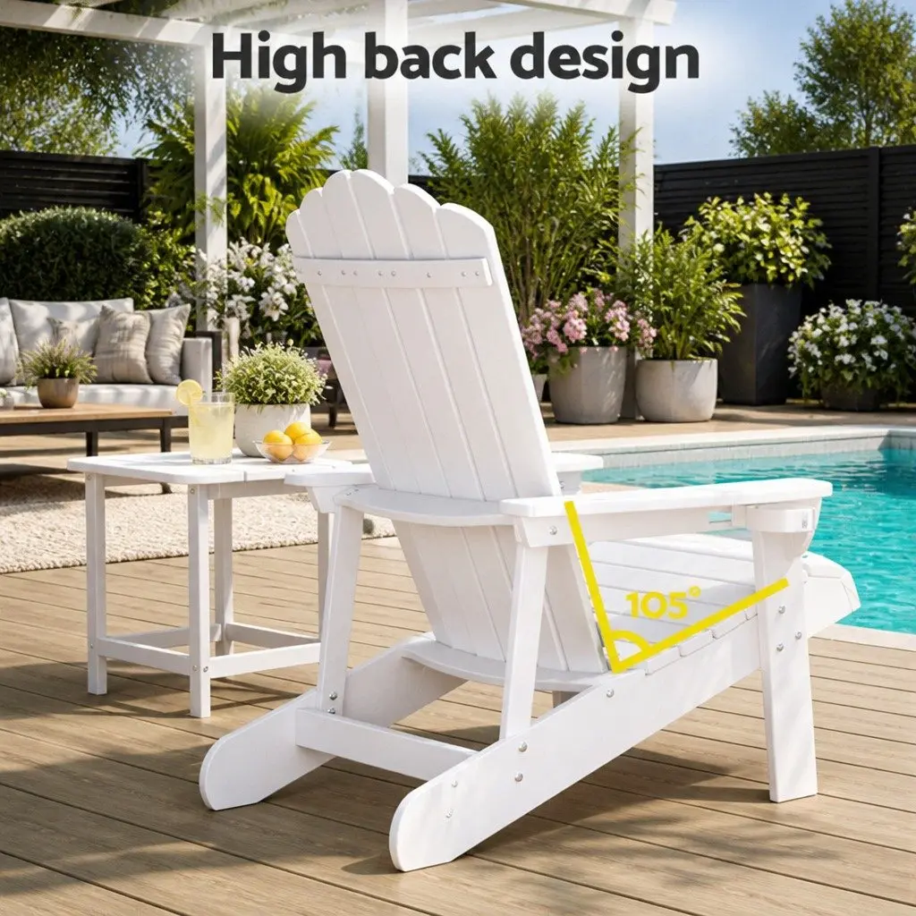 Adirondack Chairs Set for Outdoor Patio Garden White 3 Piece