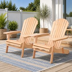 Adirondack Chairs Set of 2 - Durable Fir Wood Construction
