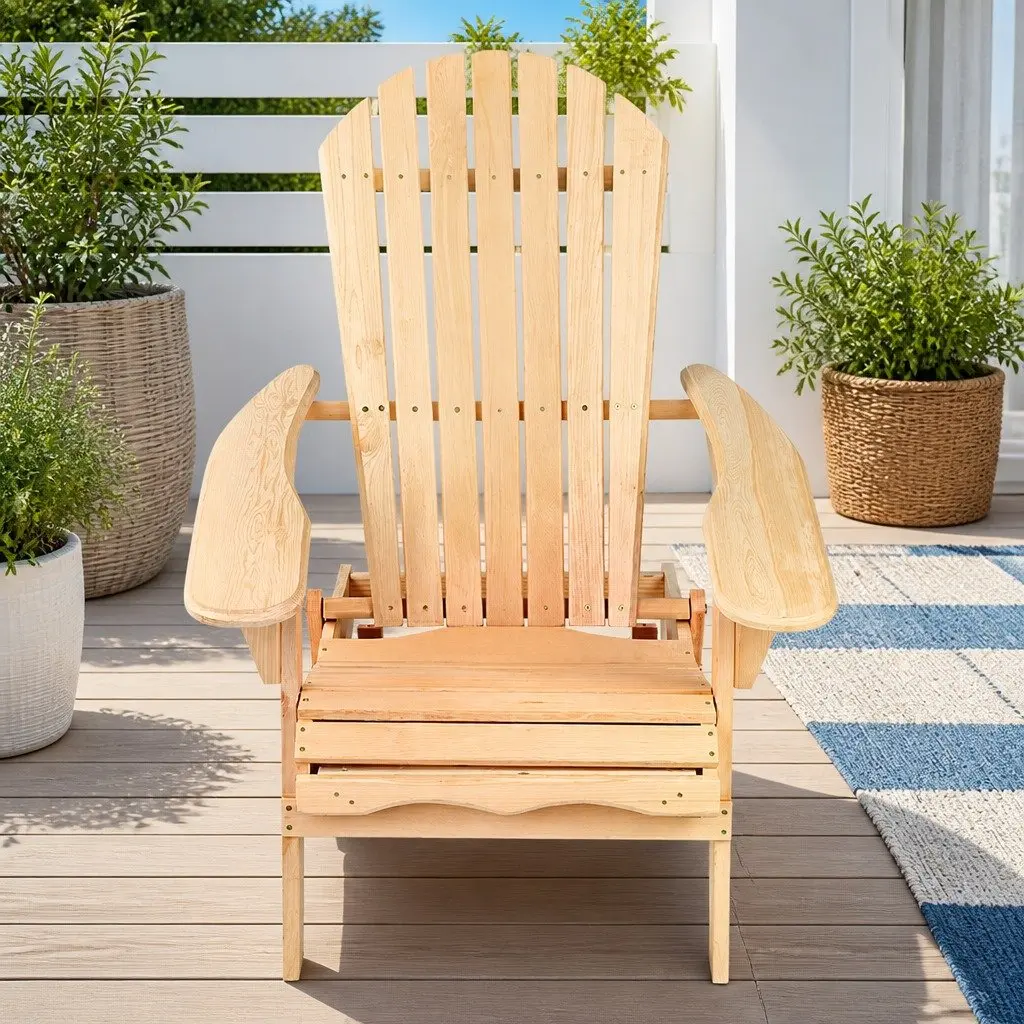 Adirondack Outdoor Chairs Wooden Patio Furniture Foldable Garden Set of 2