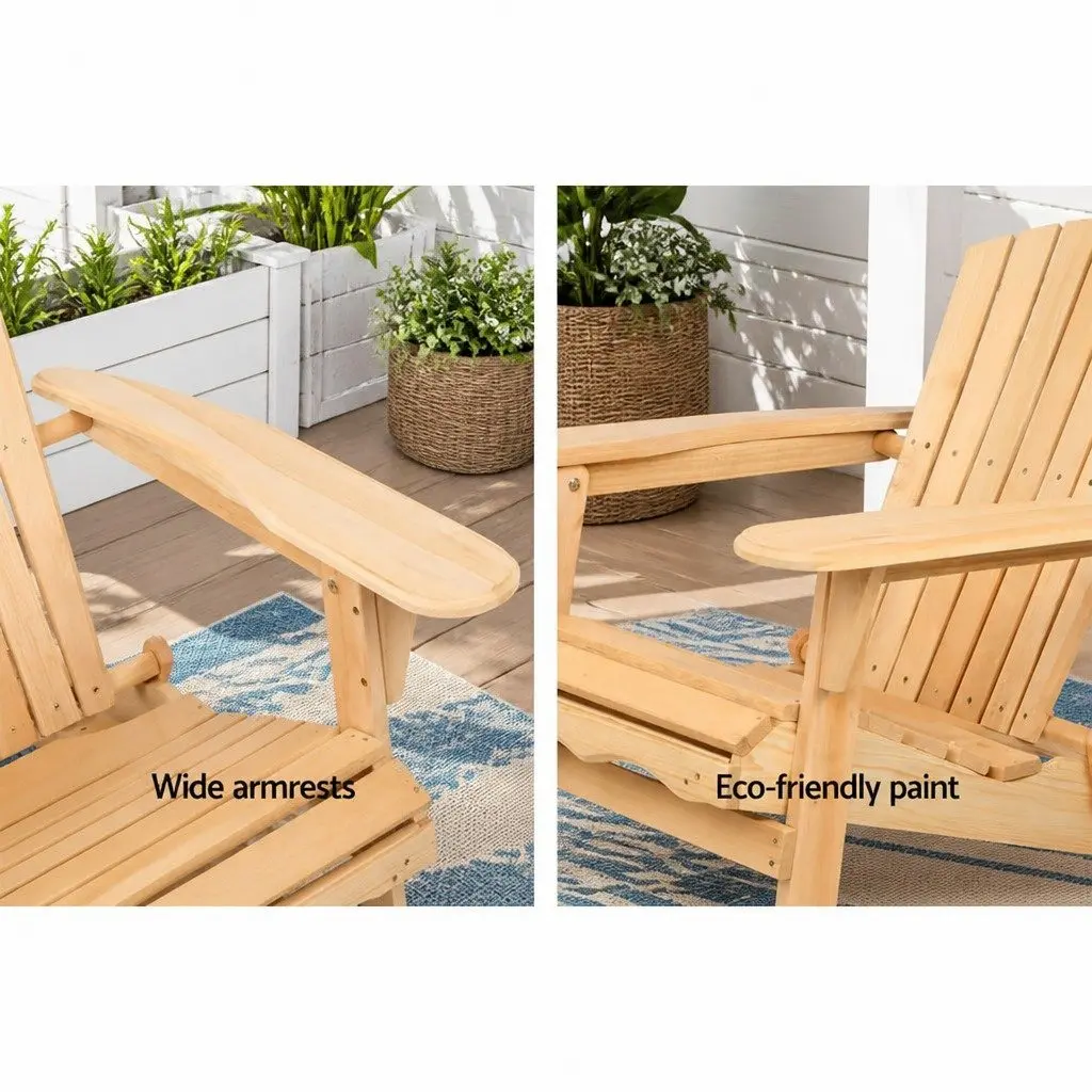 Adirondack Outdoor Chairs Wooden Patio Furniture Foldable Garden Set of 2