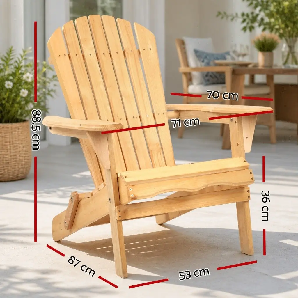 Adirondack Chair Outdoor Use Wooden Foldable Portable High Back Extra Wide Armrests