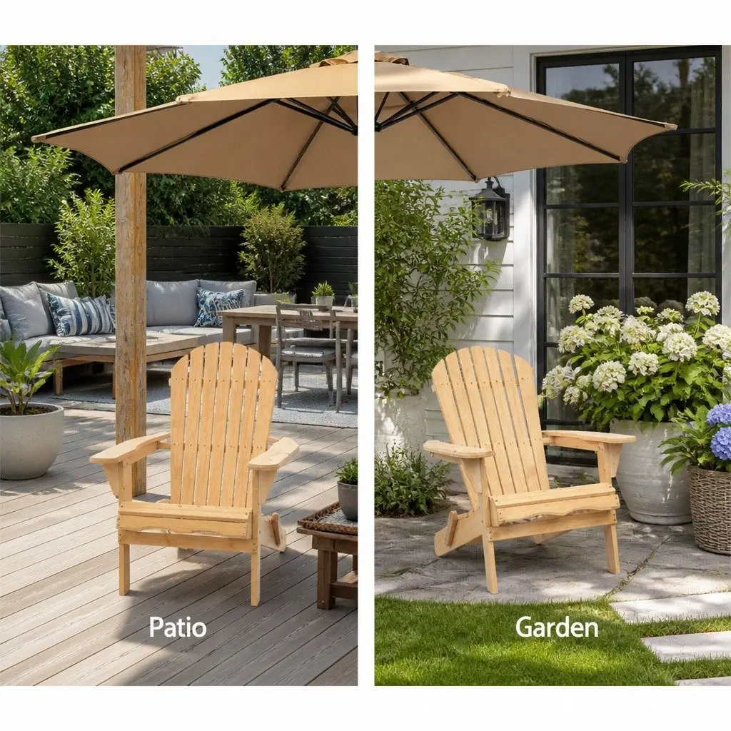 Adirondack Chair Outdoor Use Wooden Foldable Portable High Back Extra Wide Armrests
