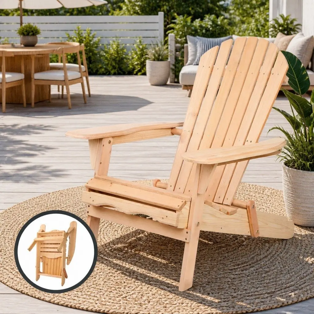 Adirondack Chair Outdoor Use Wooden Foldable Portable High Back Extra Wide Armrests