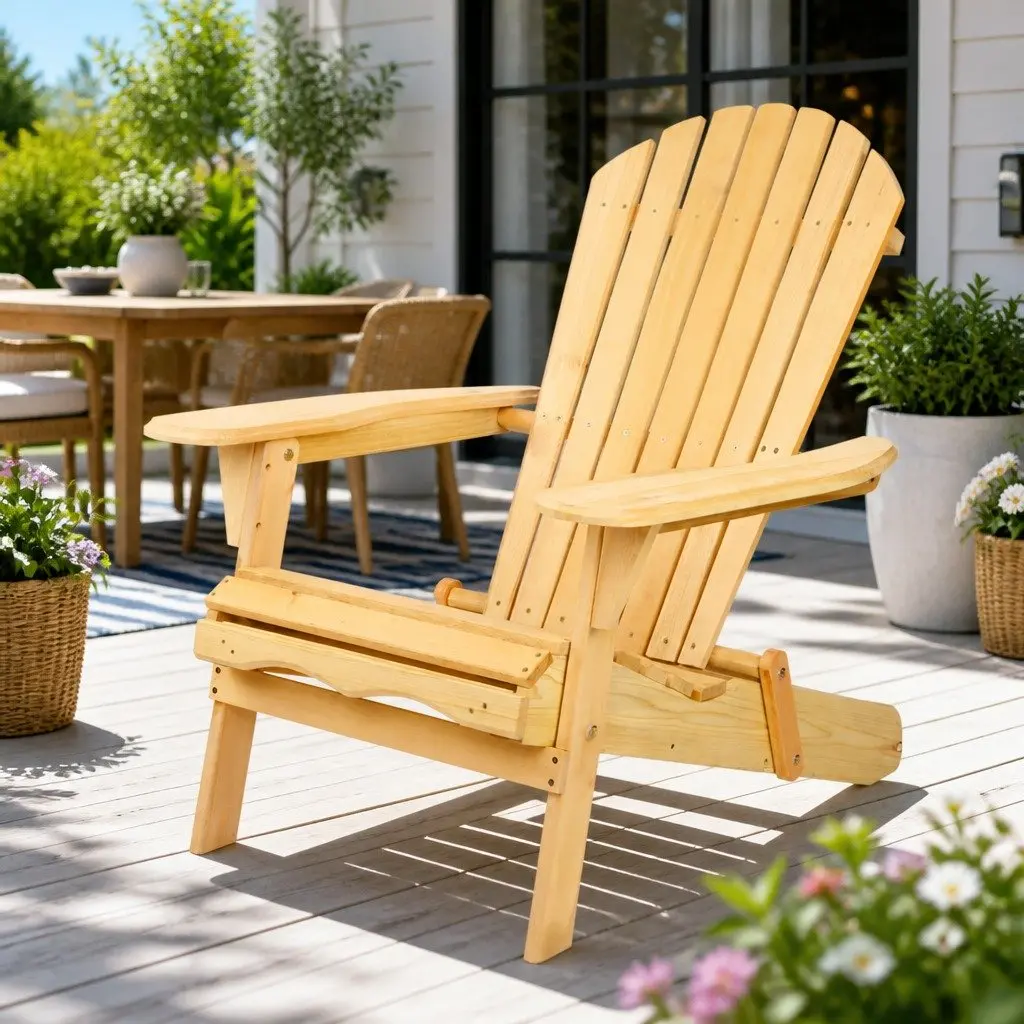 Adirondack Chair Outdoor Use Wooden Foldable Portable High Back Extra Wide Armrests