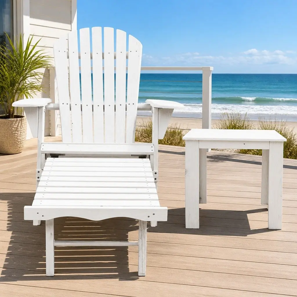 3 Piece Adirondack Outdoor Lounge Set for Patio White