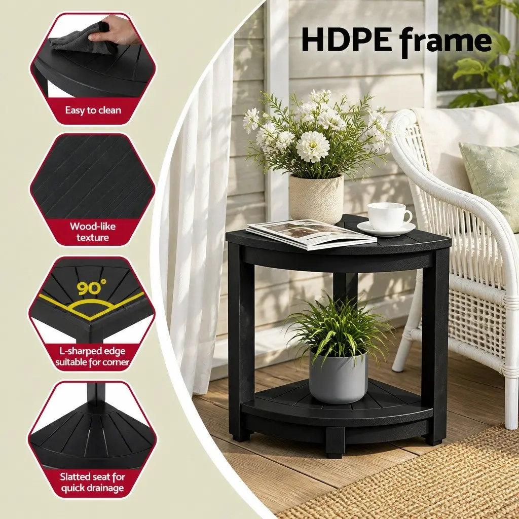 Corner Shower Stool Bench Side Table Waterproof Indoor Outdoor 46 x 32 x 43 cm