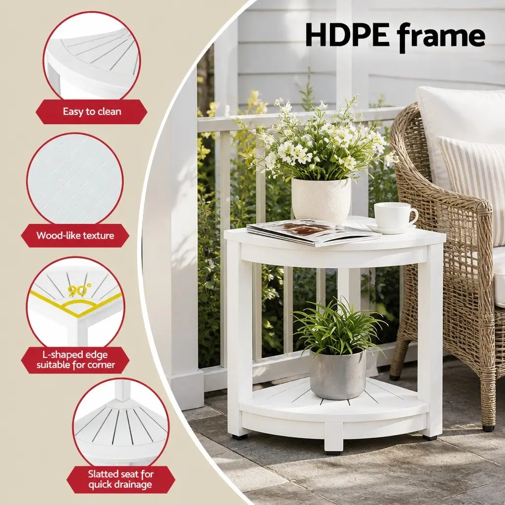 Corner Shower Stool Side Table Indoor Outdoor Furniture White 46 x 32 x 43cm