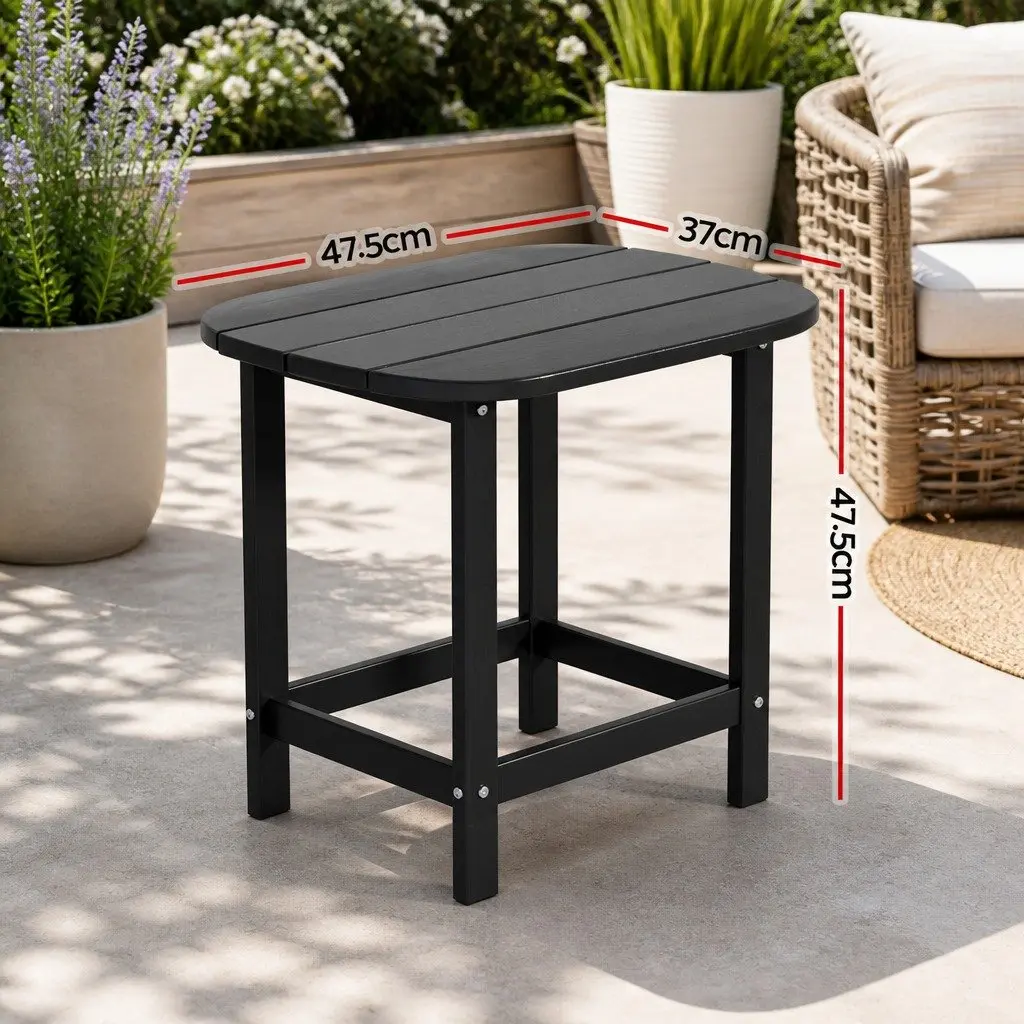Outdoor Side Table for Patio Garden Camping Black 47.5cm