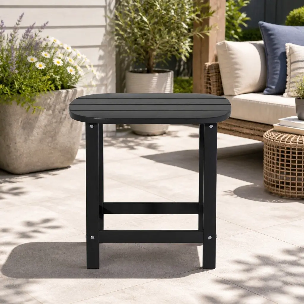 Outdoor Side Table for Patio Garden Camping Black 47.5cm