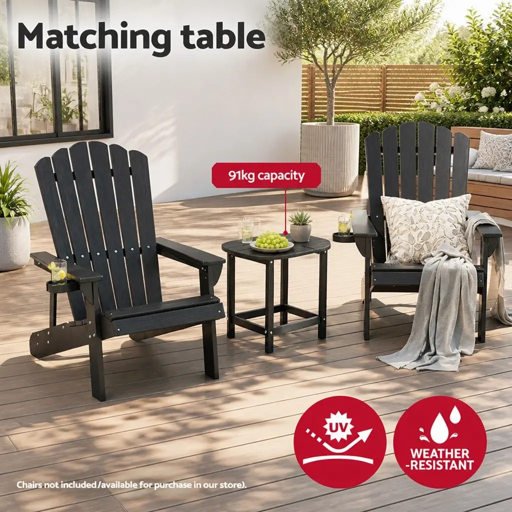 Outdoor Side Table for Patio Garden Camping Black 47.5cm