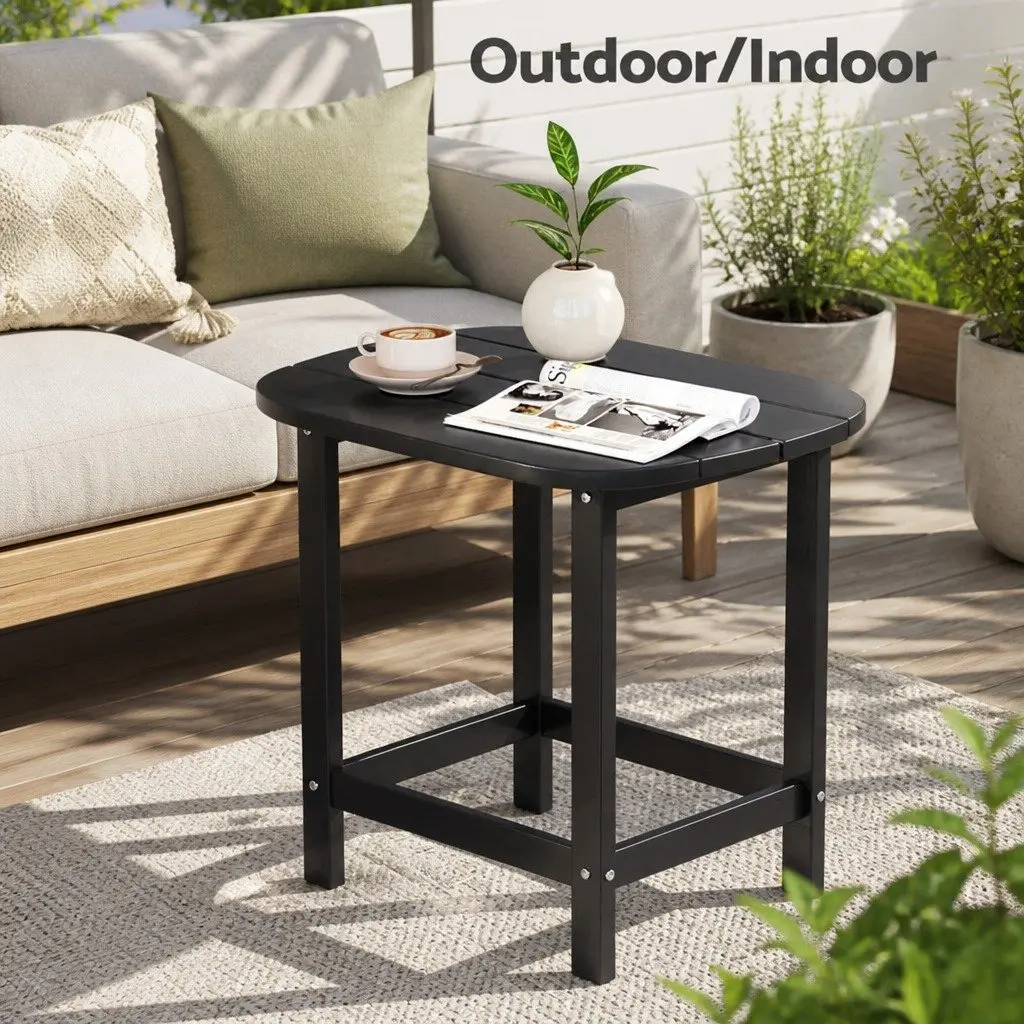 Outdoor Side Table for Patio Garden Camping Black 47.5cm