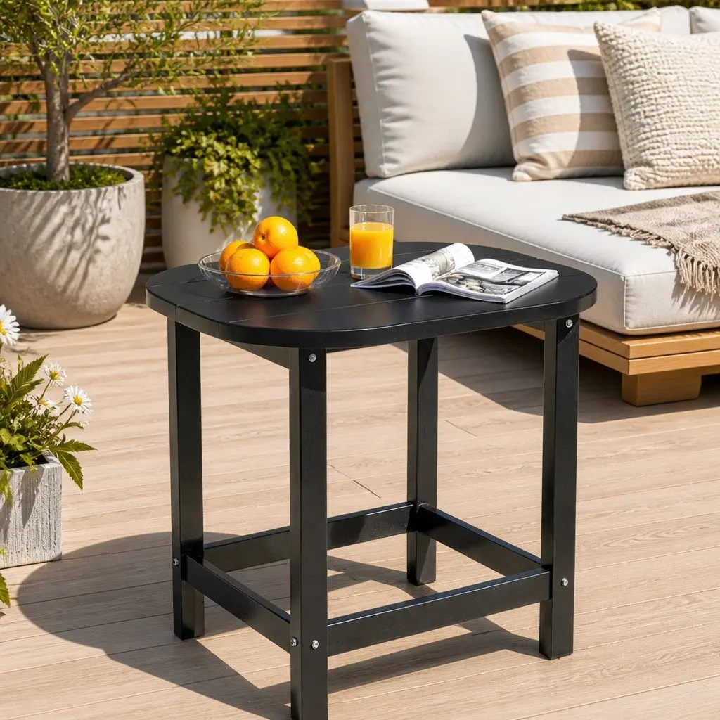 Outdoor Side Table for Patio Garden Camping Black 47.5cm