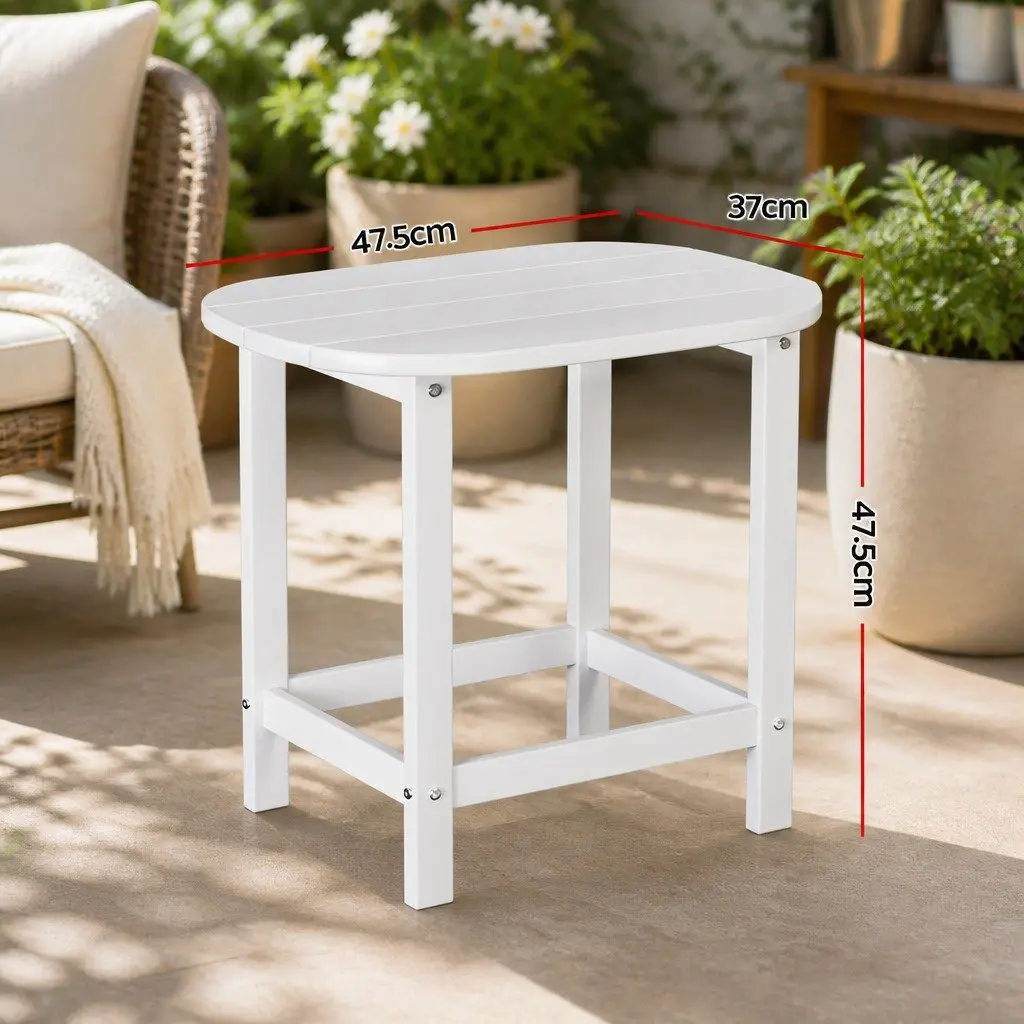 Outdoor Side Table for Patio Garden 47.5 x 37 x 47.5 cm Weatherproof White