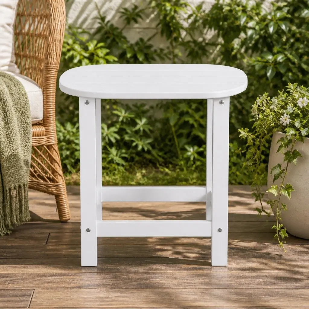 Outdoor Side Table for Patio Garden 47.5 x 37 x 47.5 cm Weatherproof White