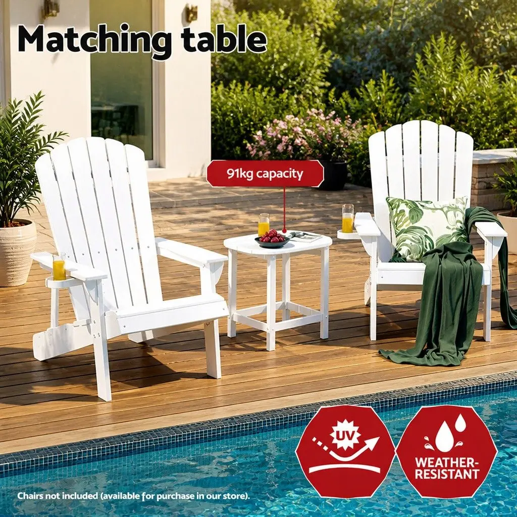 Outdoor Side Table for Patio Garden 47.5 x 37 x 47.5 cm Weatherproof White