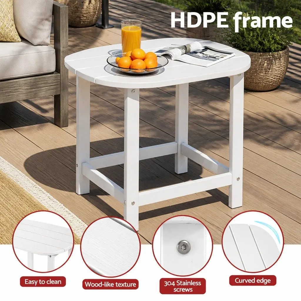 Outdoor Side Table for Patio Garden 47.5 x 37 x 47.5 cm Weatherproof White