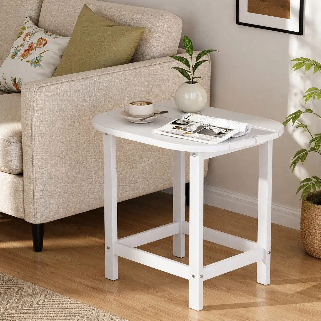 Outdoor Side Table for Patio Garden 47.5 x 37 x 47.5 cm Weatherproof White