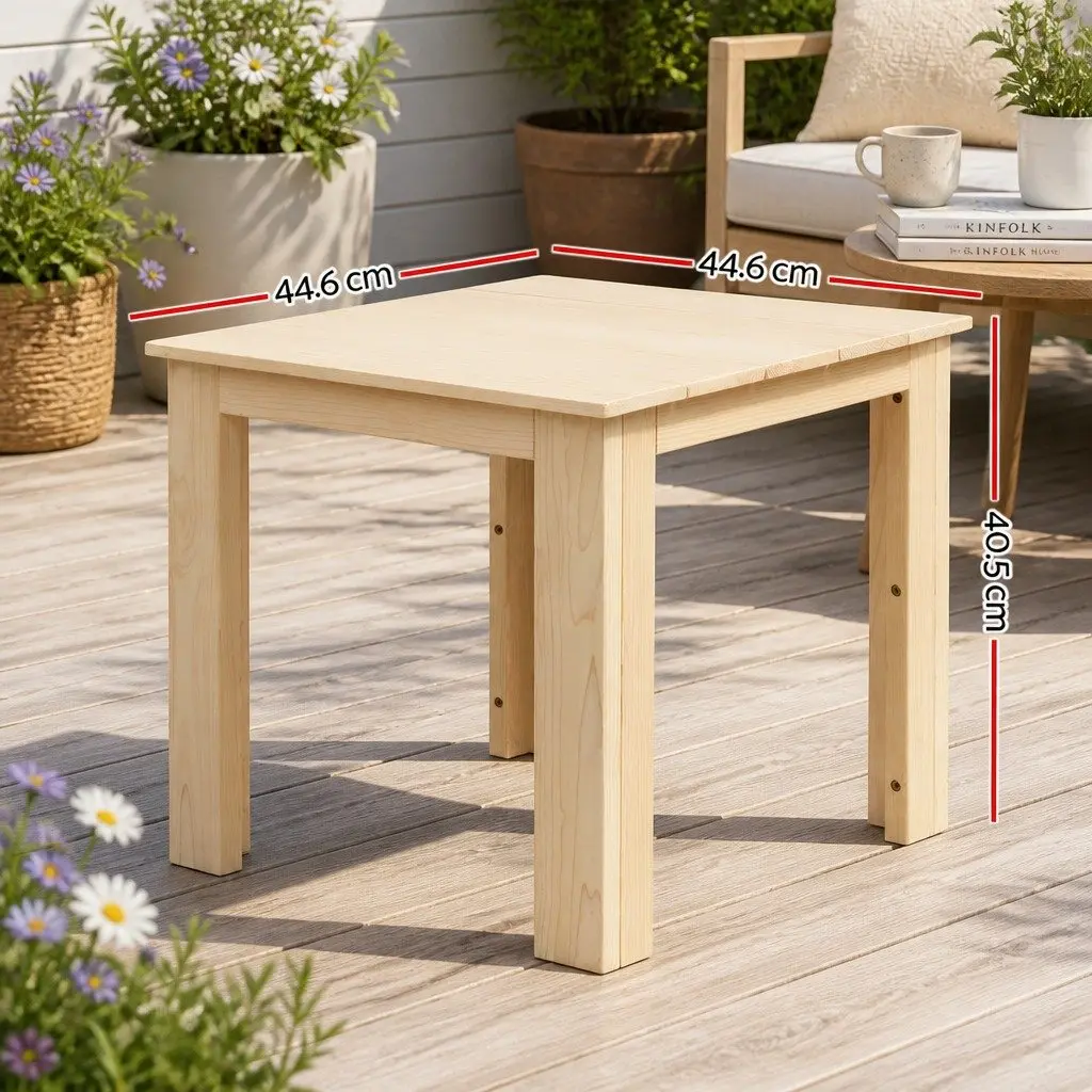 Wooden Side Table Outdoor Indoor Coffee Lamp Desk Natural Light Wood Furniture