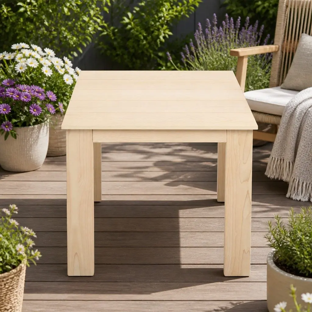 Wooden Side Table Outdoor Indoor Coffee Lamp Desk Natural Light Wood Furniture