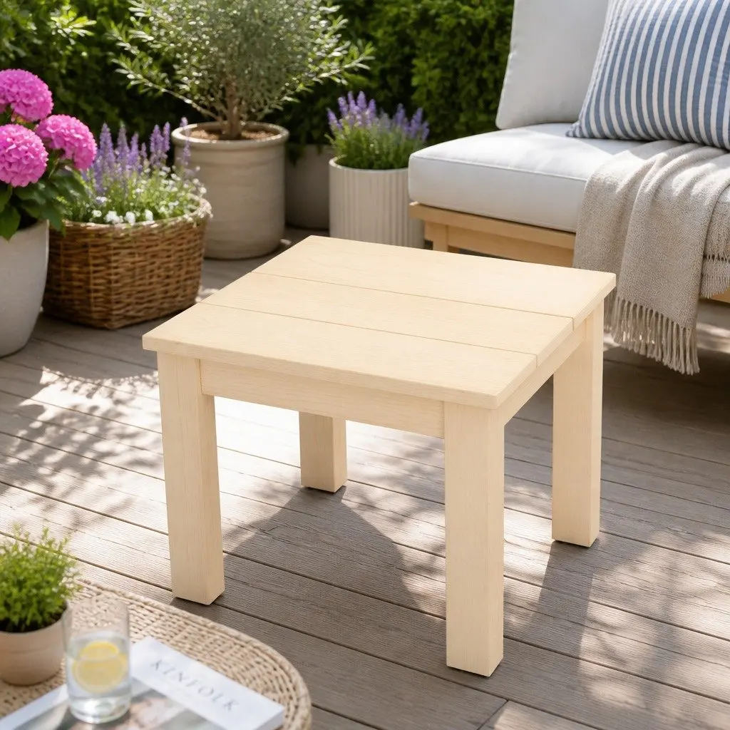 Wooden Side Table Outdoor Indoor Coffee Lamp Desk Natural Light Wood Furniture