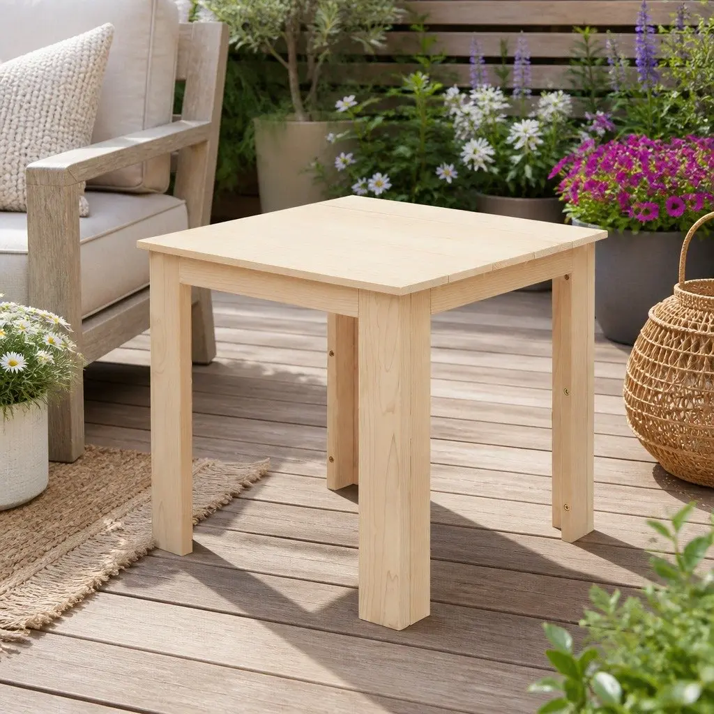 Wooden Side Table Outdoor Indoor Coffee Lamp Desk Natural Light Wood Furniture